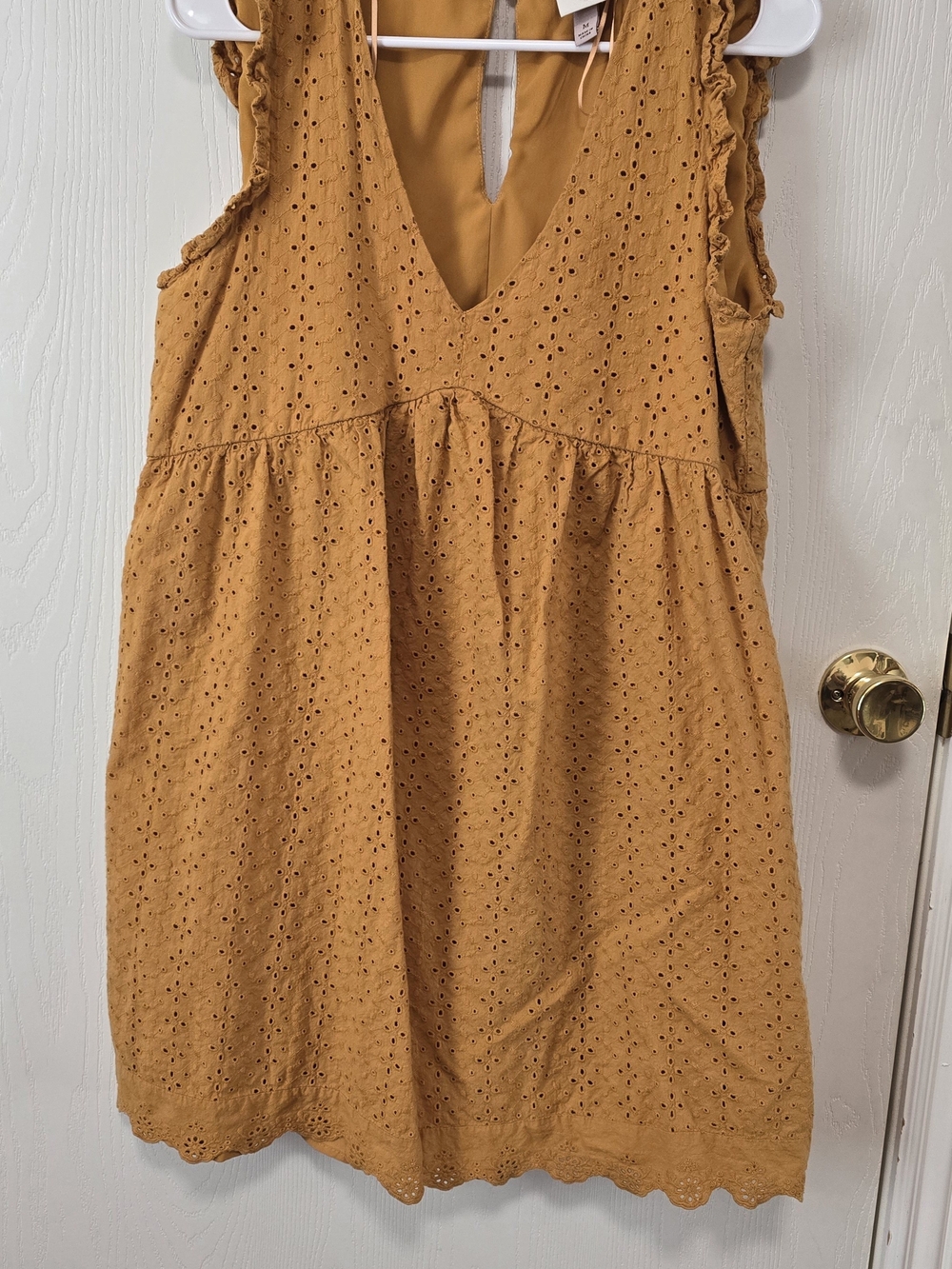 Knox Rose Mustard Eyelet V-Neck Mini Dress